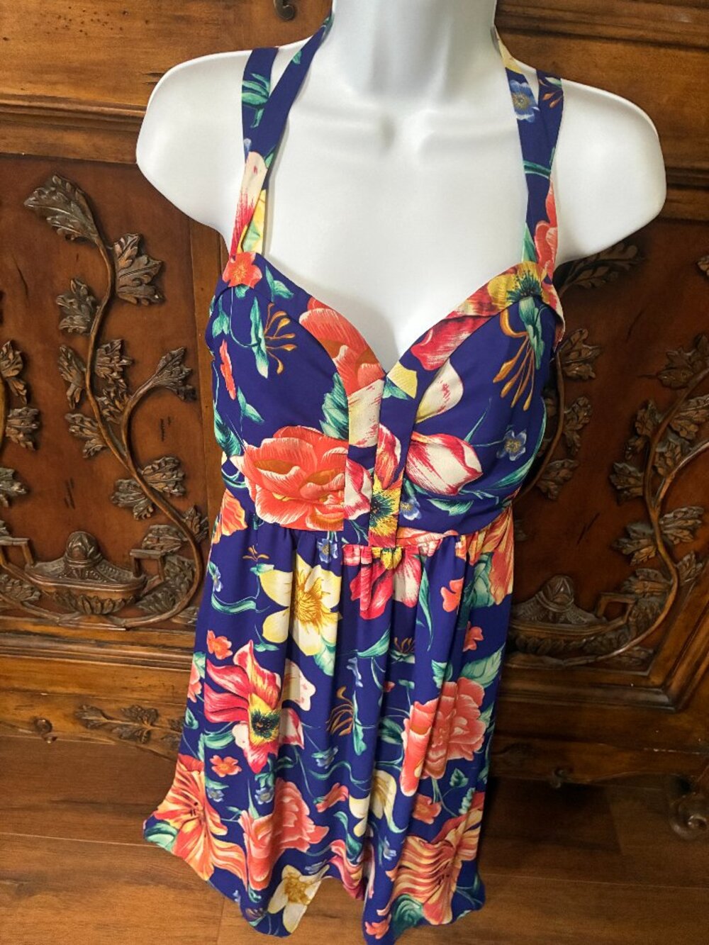 Anthropologie Moulinette Soeurs Annona Midi Dress, Blue floral, size 6P Resort